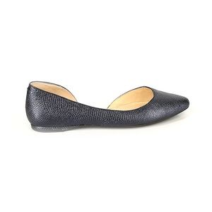 Shiny, navy d’orsay silhouette flats